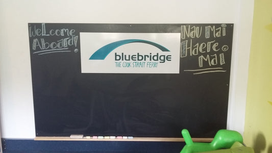 Custom design blackboard for Bluebridge ferry by Chalkd